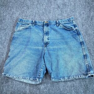 Wrangler Shorts Mens 40 Blue Denim Cotton Relaxed Flat Front 5 Pockets High Rise